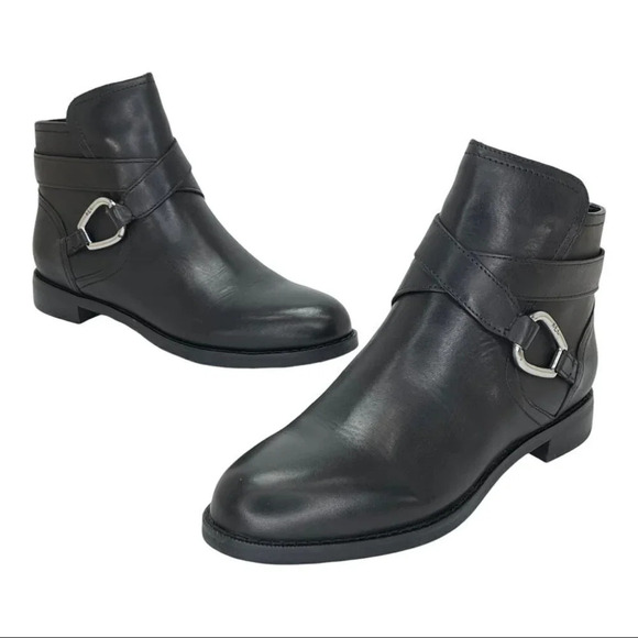 Lauren Ralph Lauren Hermione Black Leather Womens Ankle Boots Size 5B - Picture 10 of 13
